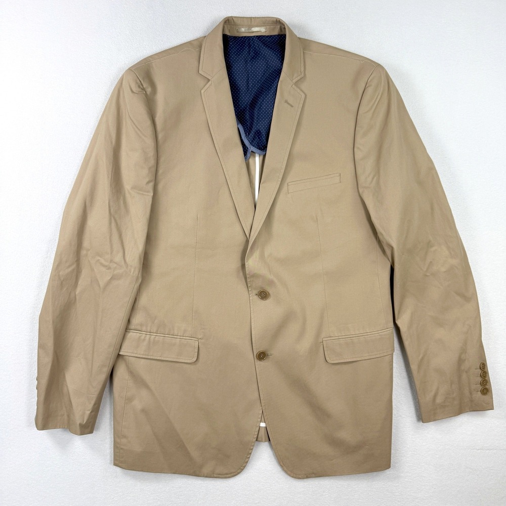 Combatant Gentlemen Blazer Size 46L Slim Tan 2 Button Sports Jacket‎ 100% Cotton